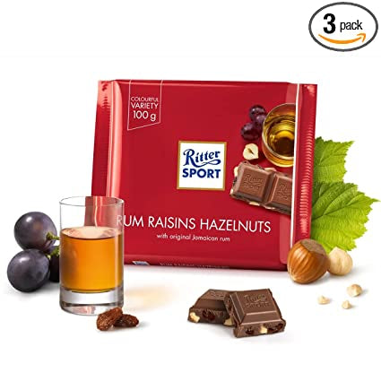RITTER SPORT CIOCOLATA CU ROM SI STAFIDE