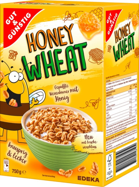 CEREALE CU MIERE HONEY WHEAT 2X375 G GUT