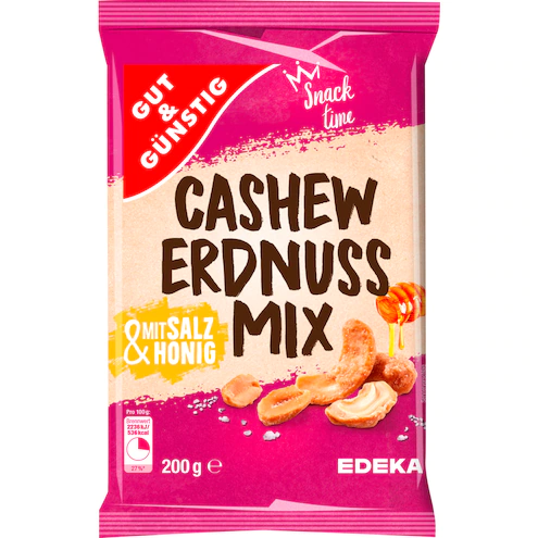 CASHJEW ERDNUSS MIX HONIG & SALZ 200G GUT