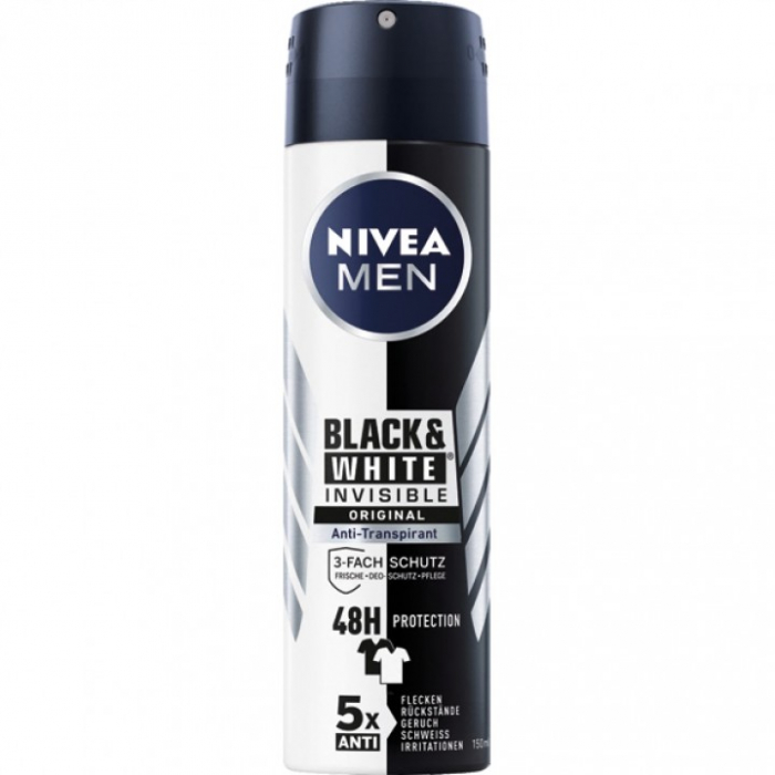 NIVEA DEO SPRAY BLACK&WHITE INVISIBLE MEN 150ML