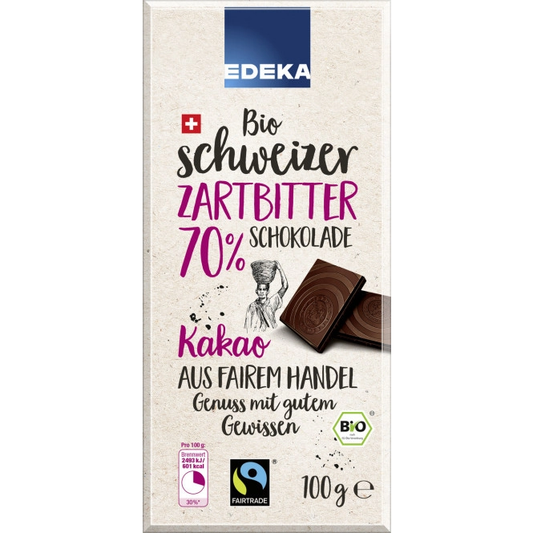 CIOCOLATA NEAGRA 70% CACAO BIO EDEKA 100G